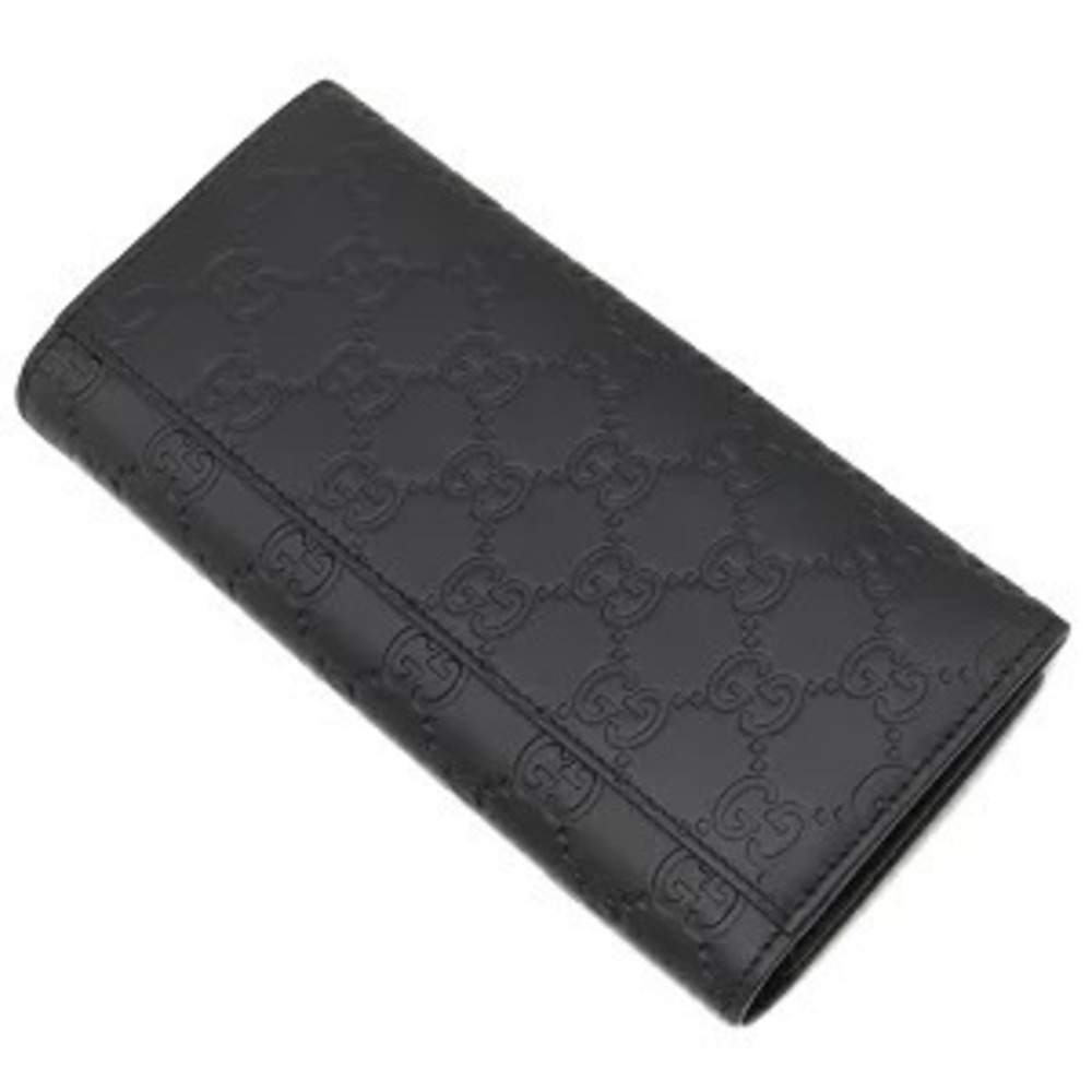 Gucci ssima Long  Leather Black Wallet Black